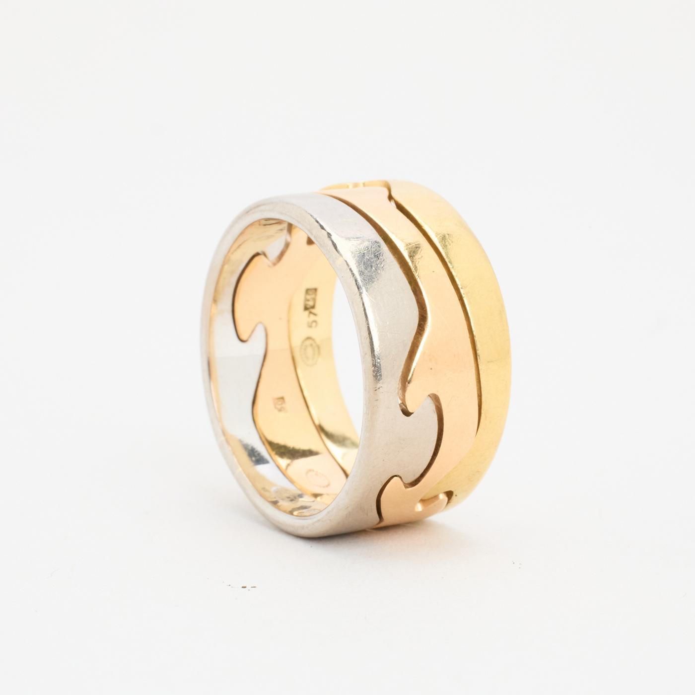 Georg Jensen Tri-Color Ring, 18K Gold, White Gold Rose Gold