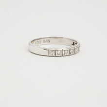 Vintage 14K White Gold Diamond Channel Band, 0.04 CTW Square Stones, Art Deco Inspired Geometric Eternity Ring, Size 7¼