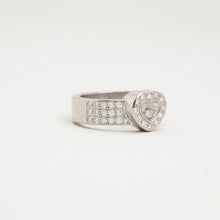 Chopard 18K White Gold Heart-Shaped Diamond Halo Ring, 0.74 CTW, Size 7¼, Luxury Designer Fine Jewelry, Modern Romantic Style