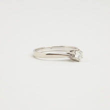 Modern Minimalist Solitaire Diamond Ring, 14K White Gold, 0.10 CTW Round-Cut Clear Diamond, Four-Prong Setting, Size 5
