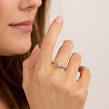 Contemporary Solitaire Diamond Engagement Ring, 0.76 CT Round Cut, Prong Set with Shoulder Accents, 14K White Gold, Size 5¼, Polished Finish