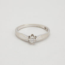Modern Minimalist Solitaire Engagement Ring, 0.13 CT Round Diamond, 14K White Gold (Hallmarked 585), Size 6¾, Dainty Bridal Jewelry