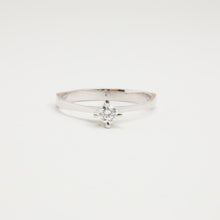 Vintage 14K White Gold Solitaire Diamond Ring, 0.10 CT Round Cut Prong Set, Dainty Minimalist Engagement Ring, Size 8½