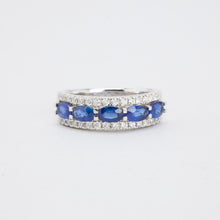 Ring with and sapphirewith diamond (0.34 ct) in 14K White gold