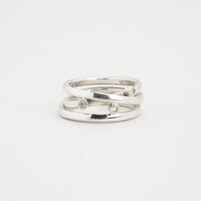 Ring with diamond (0.03 ct) in 14K White gold size 5¼ | Vintage