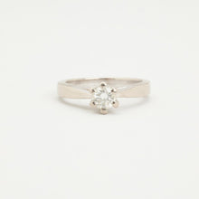 Ring with diamond (0.35 ct) in 14K White gold size 5 | Solid Gold