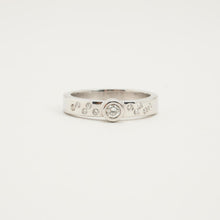 Modern Minimalist 14K White Gold Diamond Ring, 0.2 CT Bezel Set Center with Pave Accent Eternity Band, Size 6.5, Anniversary Wedding Gift