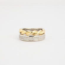 Rope Ring with diamond (0.14 ct) in 14K Gold and white gold size 6
