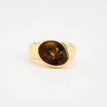 Georg Jensen 18K Gold Ring, Smoky Quartz Accent, Size 5, Luxurious Vintage Inspired Design