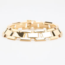 Block Bracelet in 14K Gold, 7.28 inches | Vintage Solid Gold | Fine