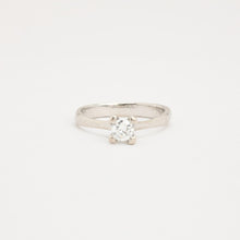 Ring with diamond (0.38 ct) in 18K White gold size 6 | Vintage Solid