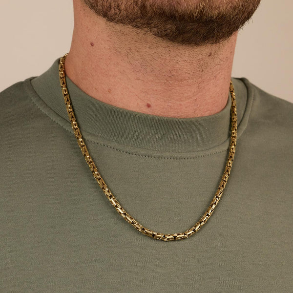 Byzantine chain Necklace in 14K Gold, 21.26 inches | Solid Gold