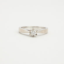 Ring with diamond (0.17 ct) in 14K White gold size 6½ - 6¾ | Solid