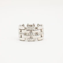 Modern Minimalist Brick Design Diamond Ring, 0.21 CT, 18K White Gold, Size 5¾ - 6, Elegant Geometric Band