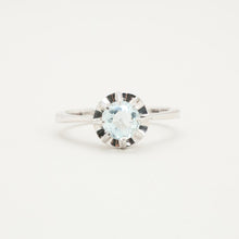 Ring with and aquamarine in 14K White gold size 7¼ | Solid Gold