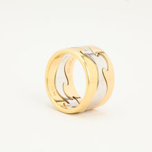 Georg Jensen Tri-Color Ring, 18K Gold, White Gold & Rose Gold, Size 10, Elegant Multi-Tone Band, Luxury Danish Design Jewelry