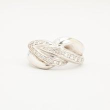 Ring with diamond (0.17 ct) in 18K White gold size 8 | Vintage Solid