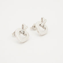 Dainty Heart-Shaped Diamond Earrings, 0.07 CT, 18K White Gold, 0.59 Inch Drop, Elegant Love Inspired Design