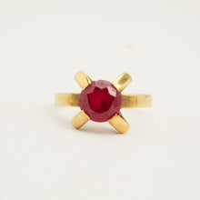 Ring with and synthetic ruby in 14K Gold size 8 - 8½ | Solid Gold