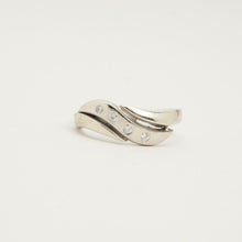 Ring with diamond (0.04 ct) in 14K White gold size 5 | Vintage Solid