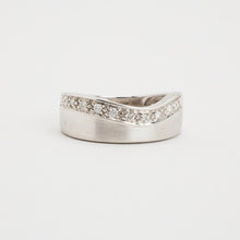 Ring with diamond (0.12 ct) in 14K White gold size 4½ - 5 | Vintage