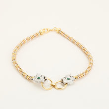 Panther Necklace with and Zirconia in 18K Gold, white gold and rose