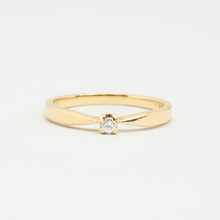 Minimalist 14K Yellow Gold Solitaire Diamond Ring, 0.06ct Round Brilliant, Size 7¾, Dainty Polished Band, Prong Setting