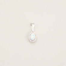 Pendant with Zirconia and opal in 14K White gold, 0.59 inches