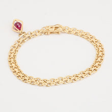 X-link Bracelet with and synthetic ruby in 18K Gold, 8.43 inches