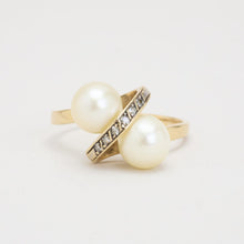 Ring with and pearlwith diamond (0.09 ct) in 14K Gold size 8