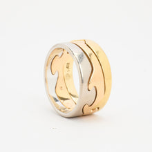 Georg Jensen Tri-Color Ring, 18K Gold, White Gold & Rose Gold, Elegant Multi-Band Design, Size 8, Luxury Danish Jewelry