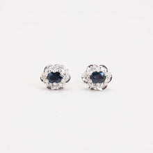 Earrings with diamond (0.11 ct) in 14K White gold, 0.31 inches