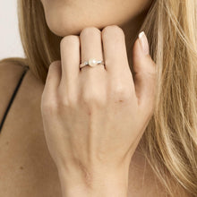 Ring with and pearlwith diamond (0.03 ct) in 14K Gold size 6