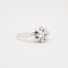 Ring with diamond (1.02 ct) in 14K White gold size 5 | Vintage Solid