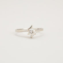 Classic Solitaire Diamond Engagement Ring, Dainty Minimalist 14K White Gold, 0.36 CTW Round Cut, Prong Setting, Size 5¾
