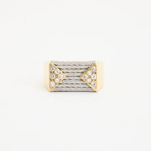 Ring with diamond (0.13 ct) in 18K Gold and white gold size 9½ - 10