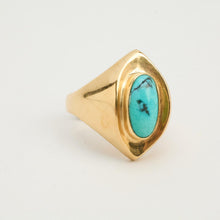 Ring with and turquoise in 14K Gold size 6½ | Vintage Solid Gold