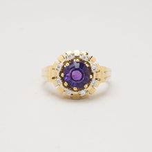 Ring with and amethystwith diamond (0.21 ct) in 14K Gold size 8