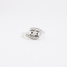 Ring with diamond (0.4 ct) in 14K White gold size 7¾ | Vintage Solid