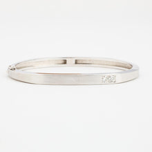 Bangle with diamond (0.21 ct) in 18K White gold, 2.48 inches | Solid