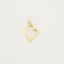 Heart Pendant with diamond (0.02 ct) in 14K Gold, 1.1 inches | Solid