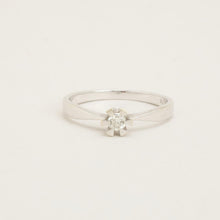 Ring with diamond (0.1 ct) in 14K White gold size 6 | Solid Gold