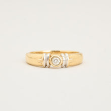 Contemporary Minimalist Bezel-Set Solitaire Diamond Ring, 0.06 Ct, 14K Yellow Gold with White Gold Accents, Size 7¼, Hallmarked 585 CHANTI