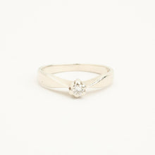 Ring with diamond (0.09 ct) in 14K White gold size 5¾ | Solid Gold