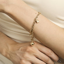 Flower Anchor chain Bracelet in 14K Gold, 7.48 inches | Vintage Solid