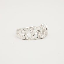 Art Deco Style 14K White Gold Diamond Eternity Band, 0.36 CTW Pave Set Round & Oval Diamonds, Geometric Wedding Ring, Size 7¼