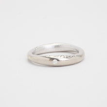 Ole Lynggaard gypsy ring in 14K white gold, with a diamond (0.01 ct), Size 6