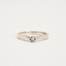 Modern Minimalist Solitaire Diamond Ring, Solid 14K White Gold, 0.015 ct Round Cut Prong Set, Size 6.5, Dainty Stackable Jewelry