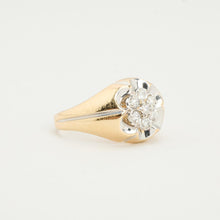 Cluster ring in 14K yellow and white gold with white stones (0.18 ct), Size 5¾
