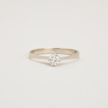 Vintage Inspired 14K White Gold Solitaire Diamond Ring, 0.21 CTW Round Cut, Prong Set, Size 6, Classic Engagement, Polished Band, Hallmarked